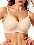 LetsJoli Bras for Women Push Up No Underwire Bra Supportive Wireless Seamless Bralettes Full Coverage(Sand Color,XL)