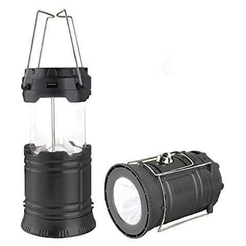 Censinda LED Camping Lantern, Solar and Rechargeable Lantern Flashlight Collapsible and Portable Light for Daily/Camp/Hiking/Night Fishing/Emergency/Hurricanes/Storm(Black, 1 Pack) Cover