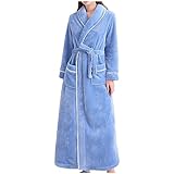 Cotton Dressing Gowns For Women Uk Soft Plush Thick Women Robes Winter Warm Thermal Dressing Gown Fluffy Personalised Full Length Full Length Bathrobe Long Nightwear Loungewear Housecoat - Image 1