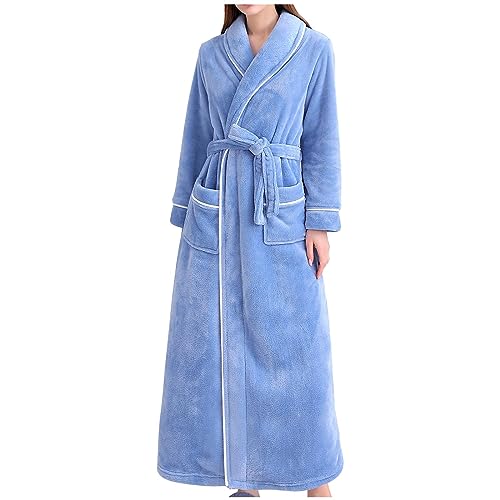 Cotton Dressing Gowns For Women Uk Soft Plush Thick Women Robes Winter Warm Thermal Dressing Gown Fluffy Personalised Full Length Full Length Bathrobe Long Nightwear Loungewear Housecoat