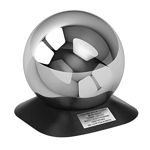 Child Urn for Garden, Weatherproof Stainless Steel Urn for Child Ashes, Stainless Steel Sphere for Baby Ashes, Outdoor Child Urn (Memorial Plaque/YES)