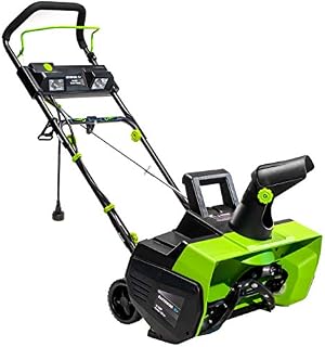 Earthwise SN71022 22-Inch 14-Amp Electric Corded Snow Thrower with LED Lights, Green/Black