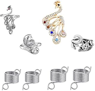 YouMen 8 Pcs Adjustable Knitting Crochet Loop Ring Set Crochet Yarn Guide Finger Holder Peacock-Shaped Open Braided Knitting Ring for for Hand Weaving Hook Line Supplies