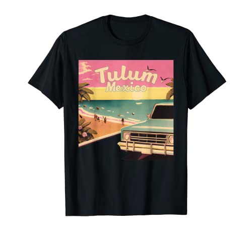 Souvenir retro de vacaciones en la playa en Tulum Tulum Surf Camiseta