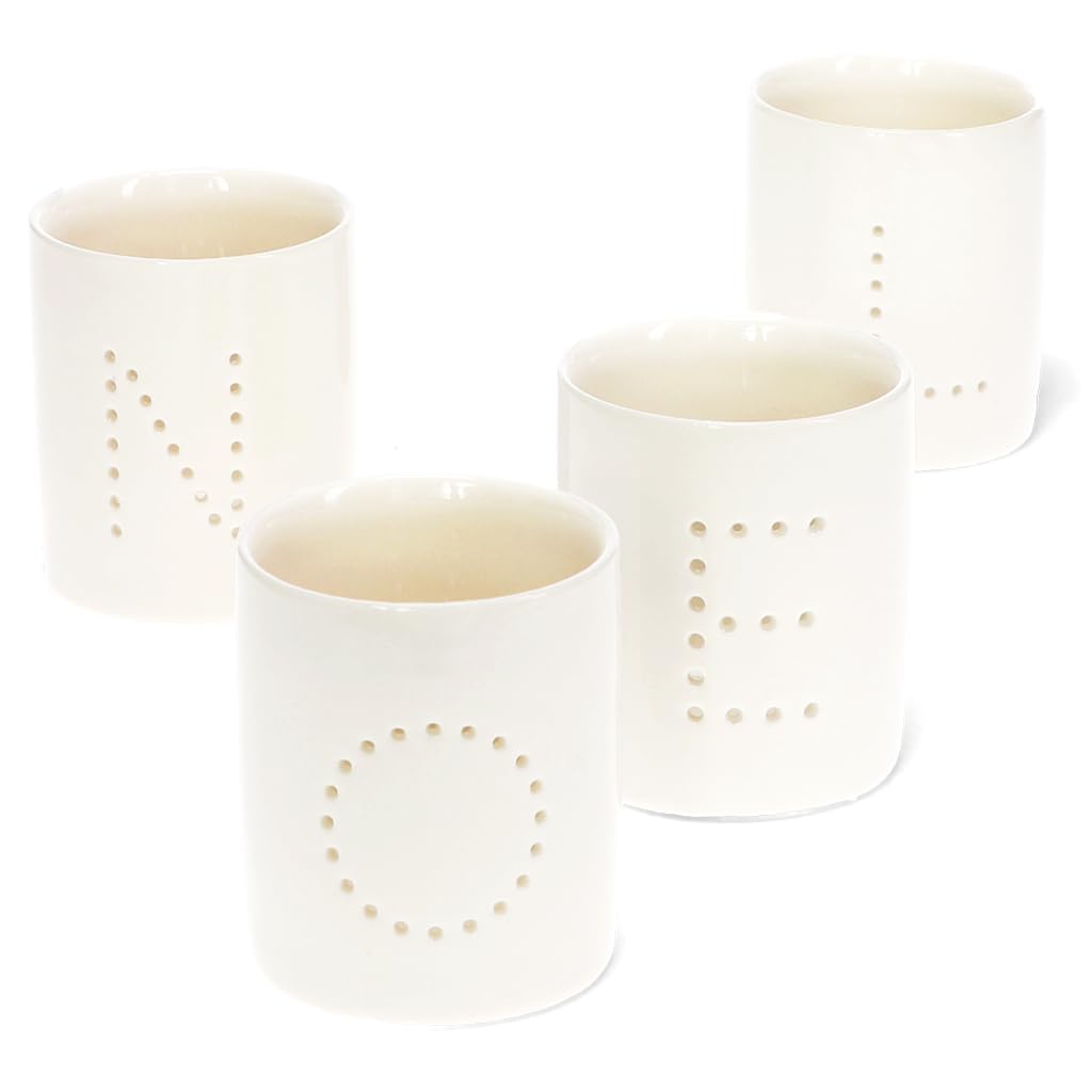 Rex London White Glossy Ceramic Tealight Holders (Set Of 4) - Noel