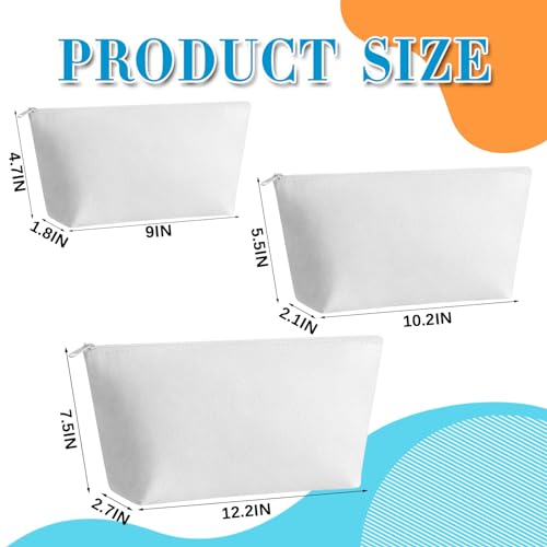 Image of Sanwuta 20 Pcs White Cotton Makeup Bags for Tie Dying, Items Things to Tie Dye, Blank Pencil Case Cotton Cosmetic Bags for Large Groups Dye Party Supplies(12 x 7.5 x 2.7)