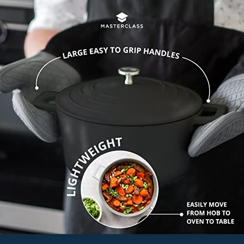 MasterClass Casserole Dish With Lid, Medium 4L/24 cm, Lightweight Cast Aluminium, Induction Hob And Oven Safe, Black