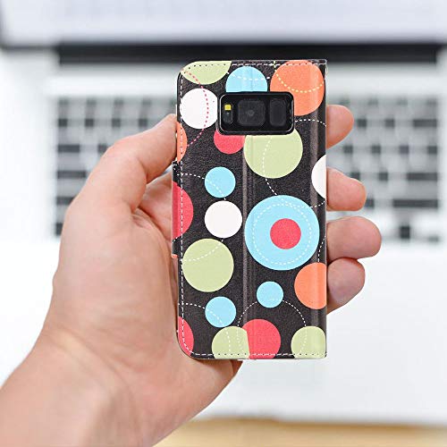 Procase Galaxy S8 Wallet Case, Flip Kickstand Case With Card Slots Mirror Wristlet, Folding Stand Protective Cover For Galaxy S8 2017 -Circles #TOP7