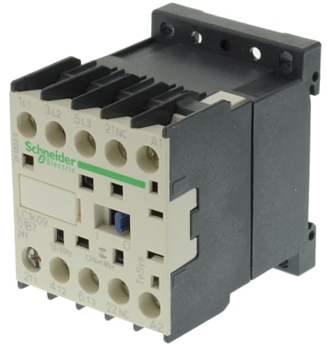 Schneider Electric, TeSys K contactor - 3P - AC-3 <= 440 V 9 A - 1 NC aux. - 24 V AC coil, LC1K0901B7