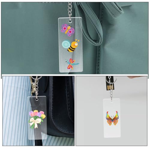 Llavero acrílico rectangular Kisangel blanco para manualidades 4