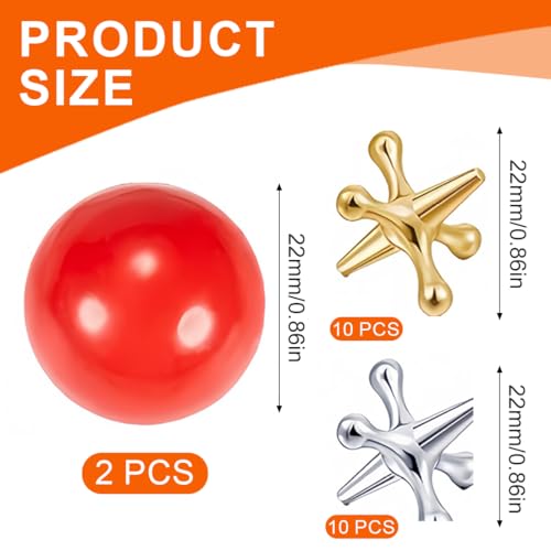WUSJCOF 2 Sets Retro Metal Jacks und Ball Game,Klassisches Jackspiel,Party Favor Game-Preise für Kinder und Erwachsene（22 Stück）