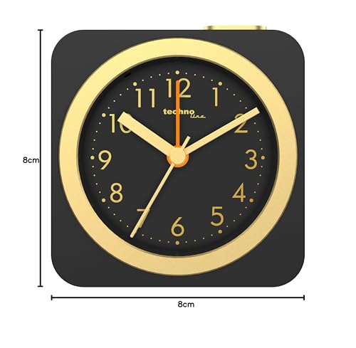 Technoline Quartz Alarm Clock Model C Analogue SCHL, Black/Gold, 8 x 8 x 3,8 cm - Image 3