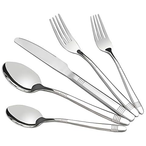 Begale Stainless Steel 50-piece Flatware, Service for 10 Stainless Steel Kitchen Cutlery Cover