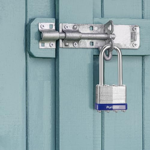 Puroma Lock 2 Pack Padlocks, 2” Long Shackle Heavy-Duty Locks with 4 Keys, 40mm Hardened Steel Keyed Alike Padlocks for Sheds, Gates, Fences, Toolbox, Outdoor and Indoor Use（Silver） by Puroma - Image 7