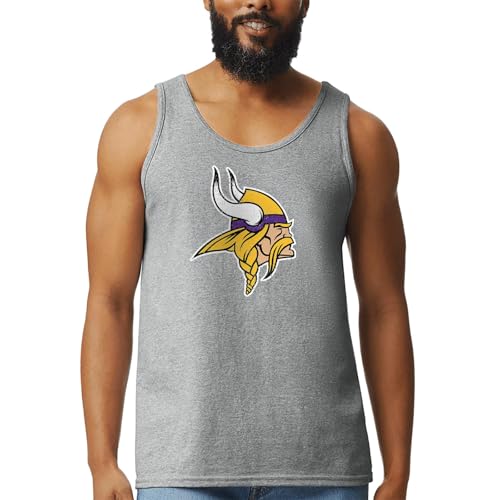 Hybrid Sports NFL - Minnesota Vikings Distressed Team Logo - Men's Lightweight Fan Tank Top - Size X-Large - Athletic Heather