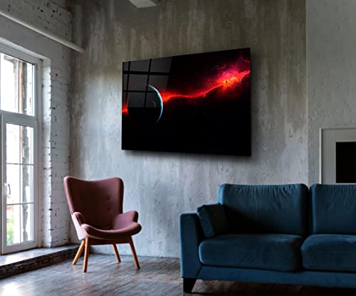 Outer Space Painting Abstract Cosmic Wall Art Nasa Lover Gift Contemporary Sci-Fi Fan Home Decor Game Room Decoration Galaxy Glass Canvas Print #TOP2
