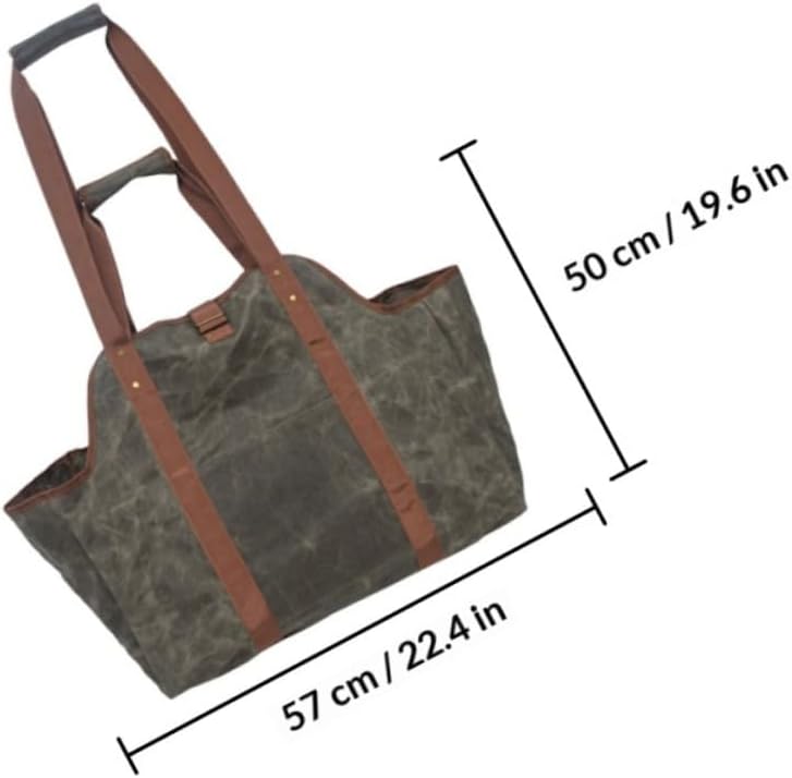VICASKY Firewood Log Carrier Large Capacity Waxed Canvas Tote Bag Waterproof Firewood Handbag for Fireplace Indoor Outdoor Woodpile Storage