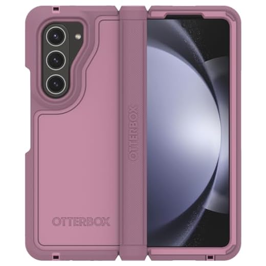 OtterBox Capa para Galaxy Z Fold5 Defender Series XT – Mulberry Muse (roxa), sem tela, proteção robusta da dobradiça, acessório de cordão, compatível com PowerShare e carregamento sem fio