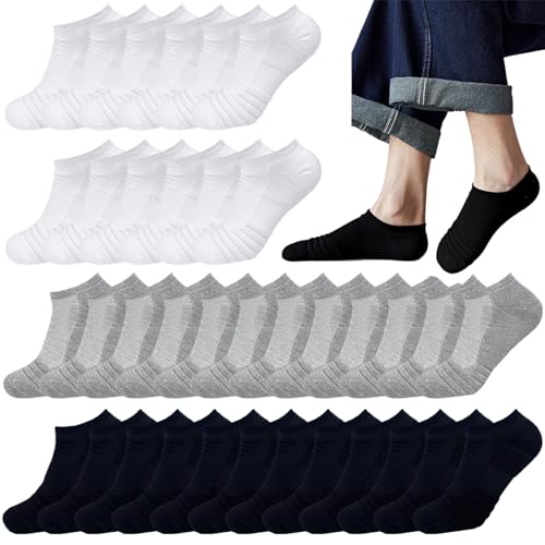 Image of 12-30 Pairs Low Cut Ankle Socks for Men Thin Breathable Casual No Show Athletic Socks Bulk