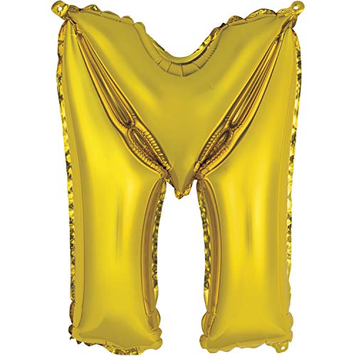 Unique Gold Letter "M" Shaped Foil Balloon - 14" (1 Pc.) - Elegant Alphabet Balloon Decoration, Perfect for Parties & Celebrations
