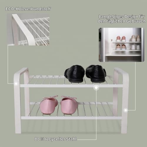LM 390 Schuhregal aus Öko-Holz - pulverbeschichtetes Schuhregal platzsparend, 470 mm breite, ideal für Schrank… – Ansicht 3