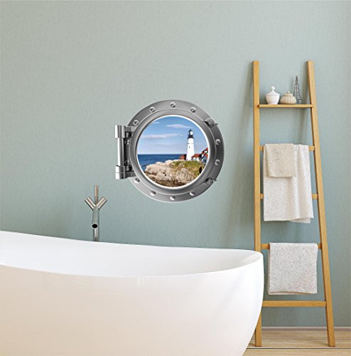 Vinilo decorativo ventana con diseño de faro plateado 12 pulg. miniatura 2