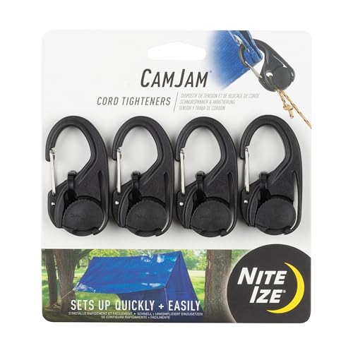 Nite Ize NCJ-01-4R3 CamJam Tie Down Rope Carabiner Clip, Cord Tightener 4-Pack, 4 Count