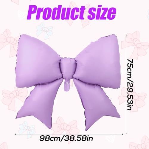 2pcs Large Bow Balloons, Bow Themed Party Decorations Elegant Coquette Balloons for Coquette Birthday Wedding Engagement Party Decoration (purple) by BOXOB - Image 2