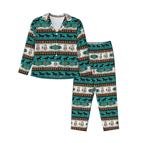 Pyjama manches longues femme motif cheval : idéal pour vos soirées cocooning