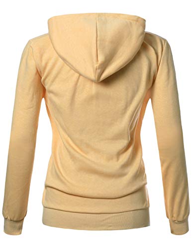 Givon Basic Lightweight Pullover Hoodie Sweatshirt Long Sleeve For Women / Dcf019-Yellow-L #TOP2