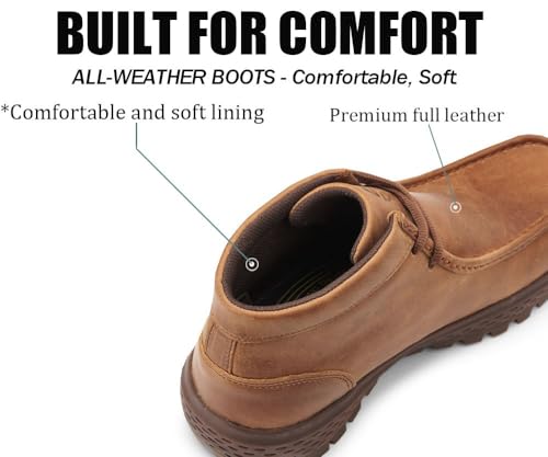 Image of SUREWAY Men's Chukka Boots,Fashion and Comfort Driving Shoes,Lightweight Durability Leather Moc Toe Work Boots