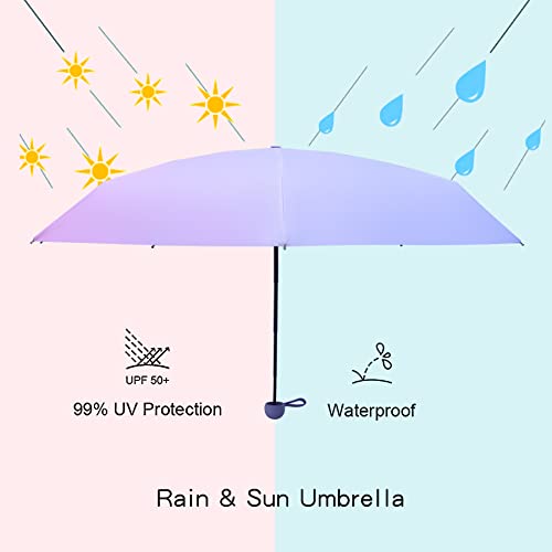 Time Lover Compact Travel Sun & Rain Umbrella Windproof Portable Mini Folding Umbrella For Girls Women (Gradient Purple) #TOP4