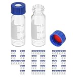 PATIKIL 2ml Autosampler Vial, 400 Pack Pre-Slit HPLC/GC Vials 9-425 Lab Clear Vials Sample Vial Screw Cap Writing Patch PTFE & Silicone Septa for LC Stamper
