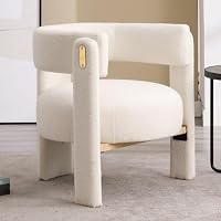 chairus Fauteuil Salon Confortable, Coussin Rembourré Rond, Blanc