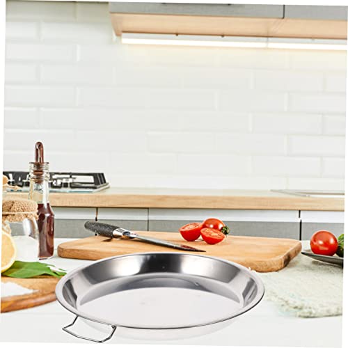 Housoutil 2Pcs Stainless Steel Disc Round Serving Platter Stainless Steel Dishes Tool Trays Fish Plate Home Snack Dish Stainless Steel Plate Stainless Steel Silver Pastry Plate Multifunction #TOP5