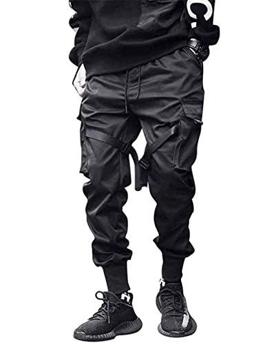 Calça cargo masculina Y2k Baggy Techwear Goth Hip Hop Harem