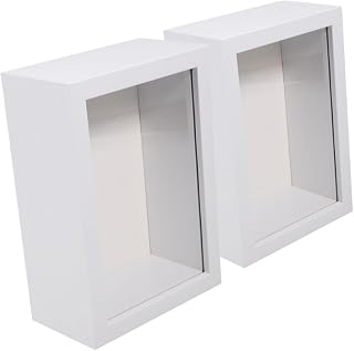 UKCOCO Marco de fotos de 2 piezas, marco de flores secas, marco de sombra para flores prensadas, marco de mariposa de madera, flores secas, funda de madera, caja de muestra, color blanco