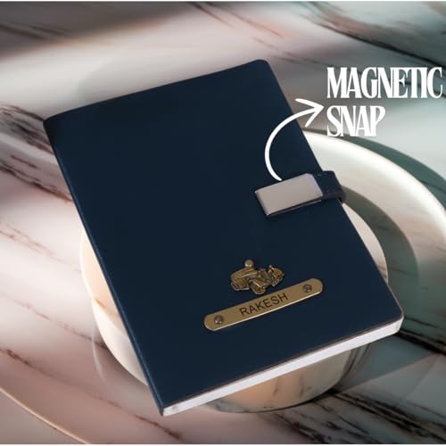 Image of ncgifts Personalized Notebook With Name | Customized Diary | Personalized Notebook A5 200 Ruled Pages Customized Diwali Daily Journal Diaries Diary Gifts for Men Women Friends, Family | Navy Blue