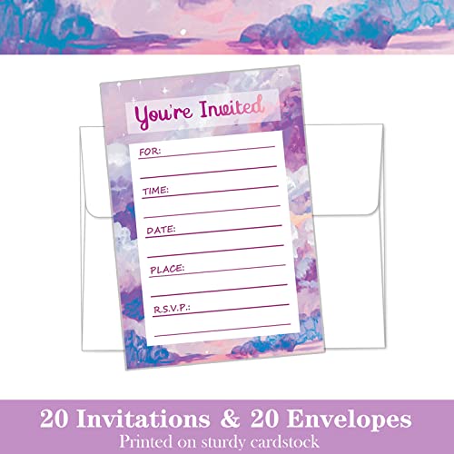 Raykeeplus Birthday Invitations Birthday Invitations Girl (Cards With Envelopes) -Birthday Party Invitations For Girls, Kids, Adults, Party Supplies 6.3 Inches X 4.3 Inches-Watercolor #TOP4