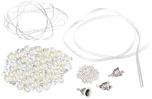 Solid Oak Beaded Orn Bell Wreath Cry/Wht #TOP2