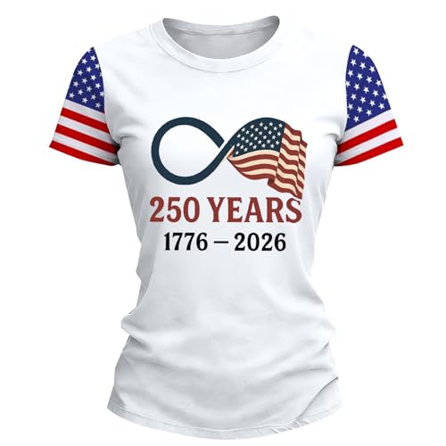 250 Anniversary USA Shirt Kids Patriotic Tshirt America 1776-2026 250th Anniversary Flag Shirts Independence Day Pullover Tee (White-B, 8-9 Years)