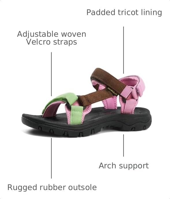Image of Women's Hiking Sport Sandals Water Outdoor Athletic Shoes With Arch Support Adjustable Velcro Beach Shoes