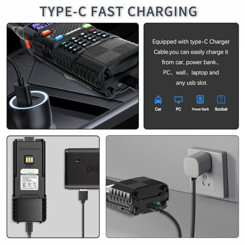 AR-5RM Baofeng Battery 3800mAh Extended Battery with USB-C Charging Cable for Ham Radio Compatible with BaoFeng 5RM UV-5G Plus GM-5RH UV-5RH Series Two-Way Radio Walkie Talkies Accessories,2Pack by BAOFENG - Image 3