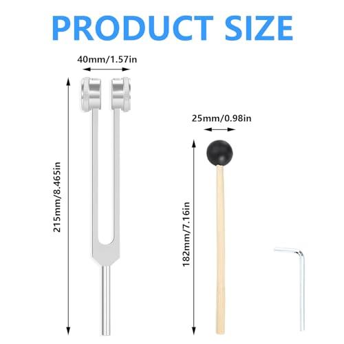 QIYUDA 1 Pcs 128 Hz Tuning Forks for Healing, Fork Instrument the Set with Reflex Hammer Aluminum