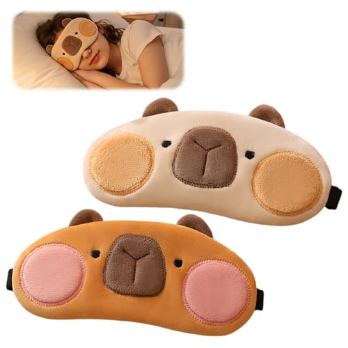 2 Pezzi Mascherina Occhi per Dormire, Morbida con Cinturino Elastico Maschere, Maschera per Gli, Occhi del Sonno, Regolabile Dormire per il Viaggio Disegno Animato Carino
