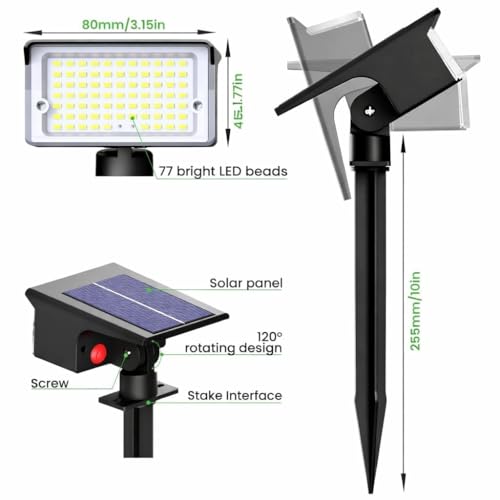 Image of XERGY Solar LED Spot Lights | Waterproof Outdoor Landscape Lighting | 3 Brightness Modes | Adjustable Head | 2 Install Options (Wall Mount & Ground Stake) | Auto On /Off for Garden, Lawn & Pathway