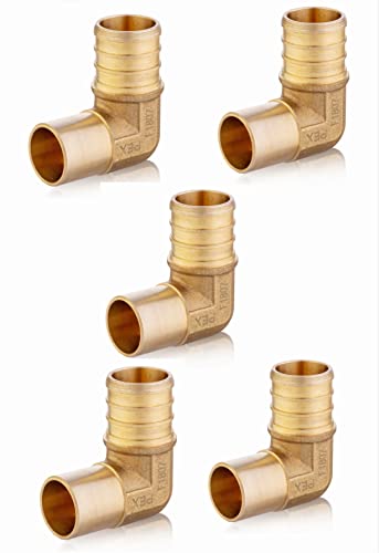 5 PCS EFIELD Pex Crimp Fitting 3/4\" Pex x 3/4\" Male Sweat 90 Degree Elbow Copper Adapter(Inside Copper Tube),(PEX1807141-5PCS)