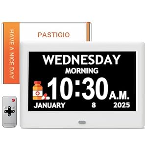 2025 NEW, Digital Clocks, 7'' Dementia Clock with Date and Time for Elderly, Auto-Dimming, 12 Reminders & 6 Alarms, Button & Remote Control, Auto DST, Digital Calendar for Seniors Large Display