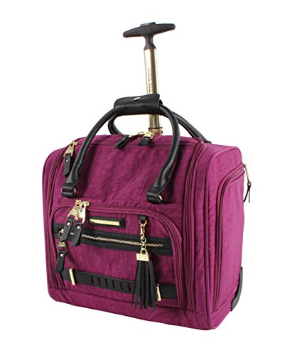 Steve Madden Designer Luggage Collection- 3 Piece Softside Expandable Lightweight Spinner Suitcases- Travel Set Includes Under Seat Bag, 20-Inch Carry On & 28-Inch Checked Suitcase (Peek-A-Boo Purple) #TOP5