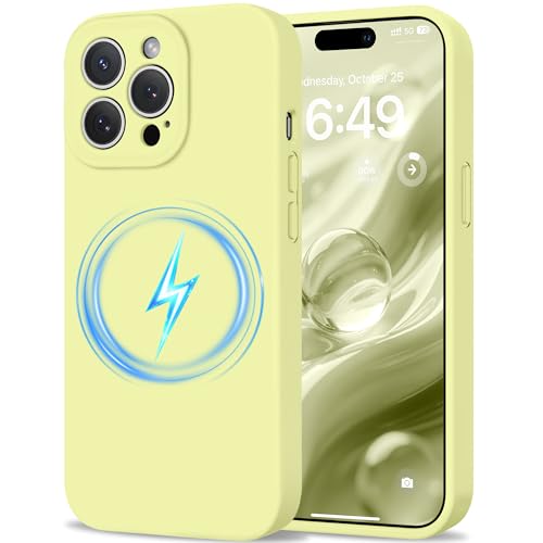 HOOMIL Case for iPhone 14 Pro Max, Compatible with MagSafe, Cream Yellow | Silky-Soft Touch Silicone, Full Camera Protection, Drop Protection, Microfiber Lining Phone Cover